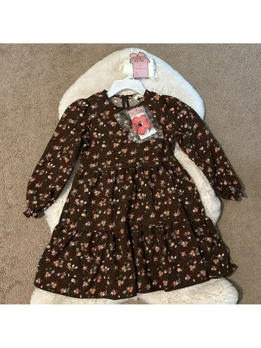 Girls fall Floral Dress and accessories